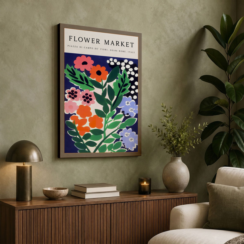 Flower Market Botanical - Print, 30x20 - 76.2 x 50.8 cm, Taupe Border