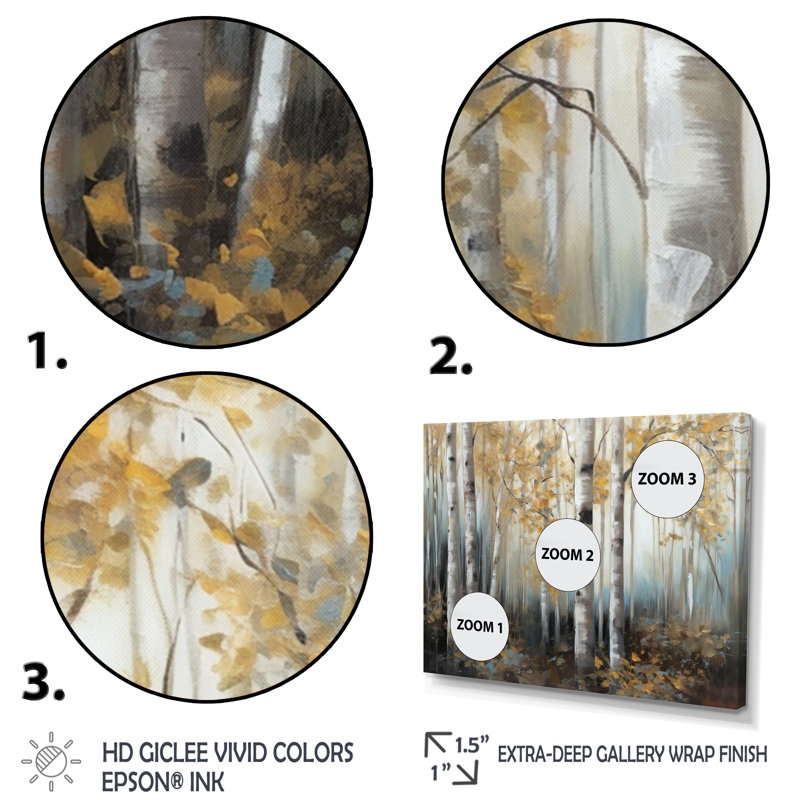 «Saco Birch Tree Forest Wonderland I», reproduction sur toile, H 24 po x l 32 po x P 1 po, Toile tendue