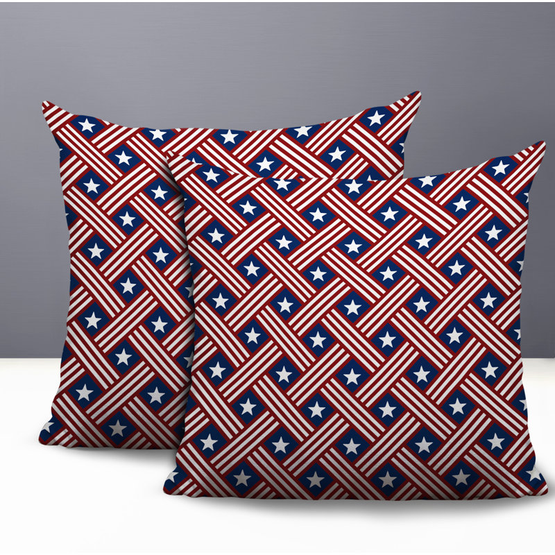 Ensemble de coussins réversibles intérieur / extérieur Star Stripe, Navy Blue, 20x20
