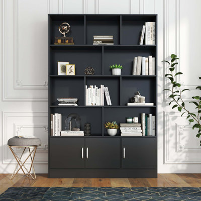 Modern Cube Bookshelf with Ample Storage and Cabinet