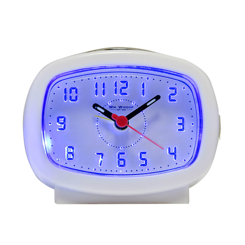 Analogue Quartz Movement / Crystal Alarm Tabletop Clock in White