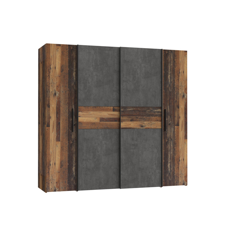 Koran 4 Door Wardrobe, Wood/Dark Grey
