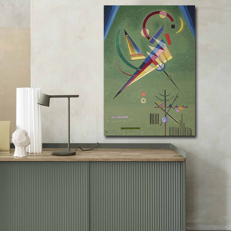 Superbe peinture décorative sur toile - «IV - The Pyramid» de Kandinsky | 100% toile de suède, 27,6 po x 39,4 po | Cadre 100% durable en bois, épaisseur: 1,2 po | Parfait pour rehausser la décoration intérieure et les collectionneurs d'art