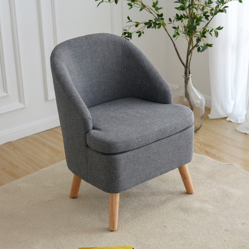 Fauteuil demi-tonneau de 22 po Emra, Mélange de lin gris
