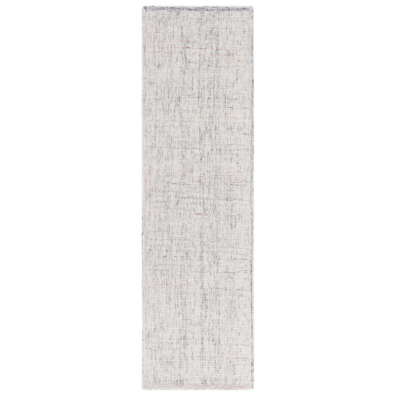 Tapis gris / ivoire touffeté à la main Grishaw, Tapis de couloir 2 pi 3 po x 8 pi