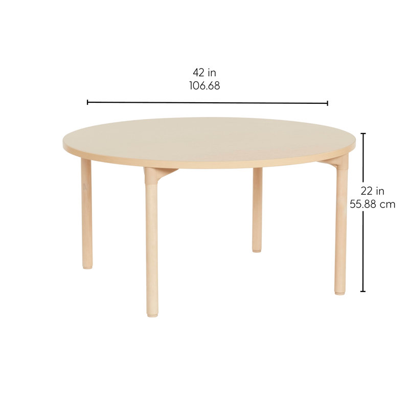 Table ronde polyvalente avec pieds en bois, Érable clair, H 22 po x L 42 po x l 42 po
