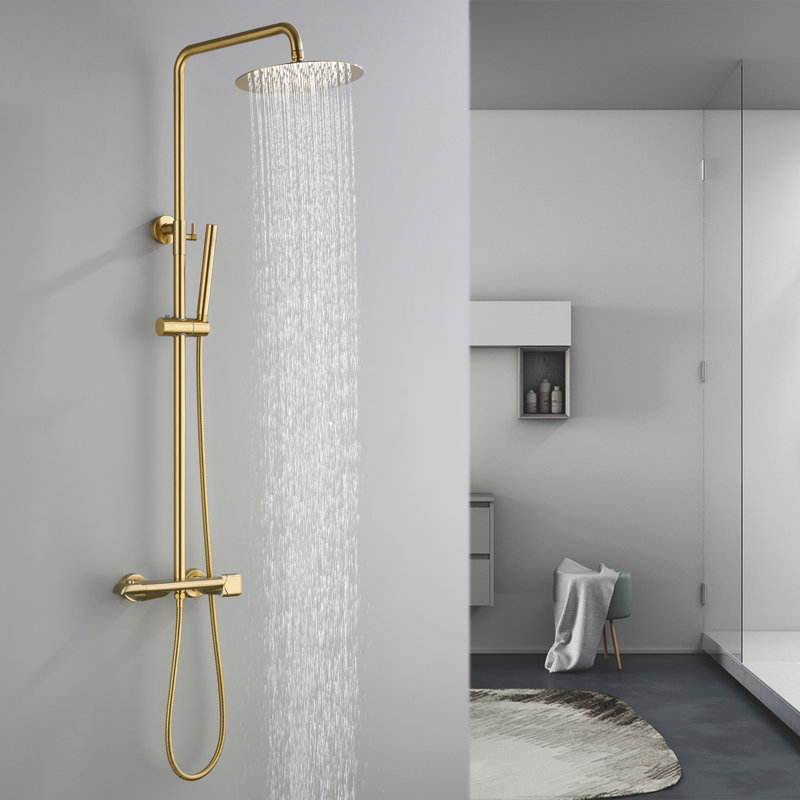 All-In-One Double Function Thermostatic Complete Shower System with Rough-In Valve Modern style