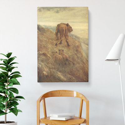 Lion And Cubs by John Macallan Swan - Wrapped Canvas Painting