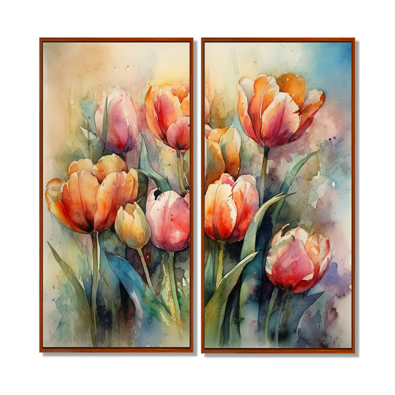 Ristau - Tulipe, grandes impressions sur toile, 40" H x 40" W, Impression encadrée flottante, Brown