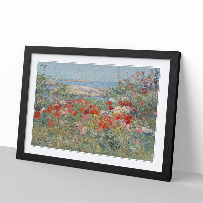 Celia Thaxters Garden by Childe Hassam - Framed Print, 36cm H x 48cm W x 2cm D, Black Framed