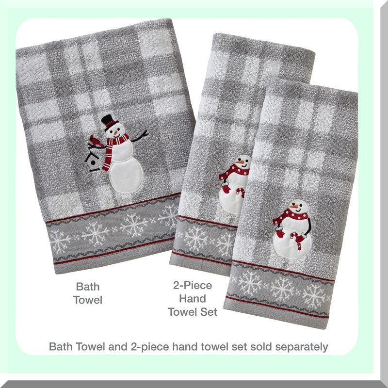 Whistler Snowman Plush Bath Towel - Cozy Gray Winter Edition