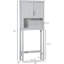 Rangement de salle de bain gris avec rangement réglable pour salle de bain à double porte avec tablette réglable et espace ouvert pour porte de shampooing, intérieur