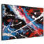 Rouge, bleu et noir, peinture abstraite, éclaboussures de peinture, très grand art mural encadré (assemblage requis)-105502164