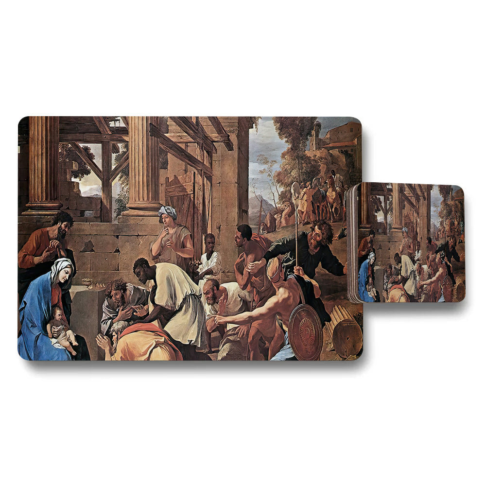 Renaissance Style Placemat And Coaster Set With Classic Artwork