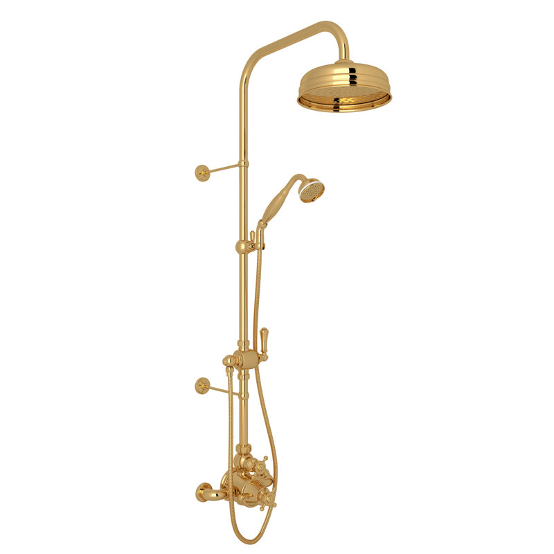 Georgian Era™ Thermostatic Shower Package, English Gold, Cross Handle