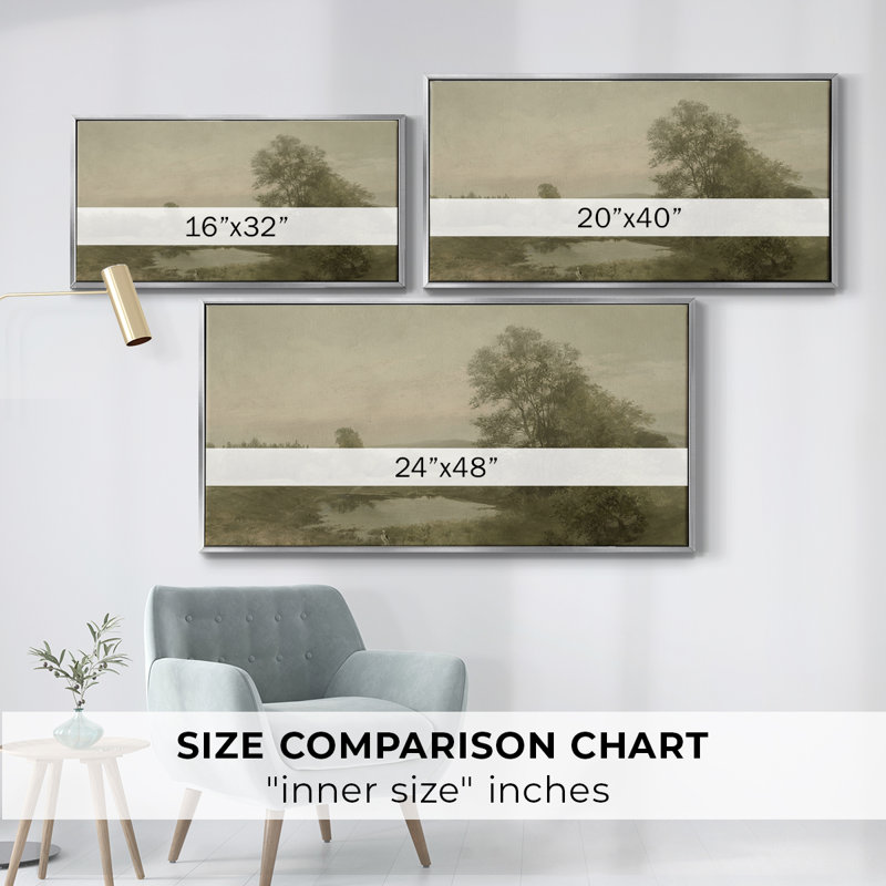 Série paysage - DCCCLV - Toile tendue avec châssis tendue, prête à être accrochée, H 25 po x l 49 po, Argent argent