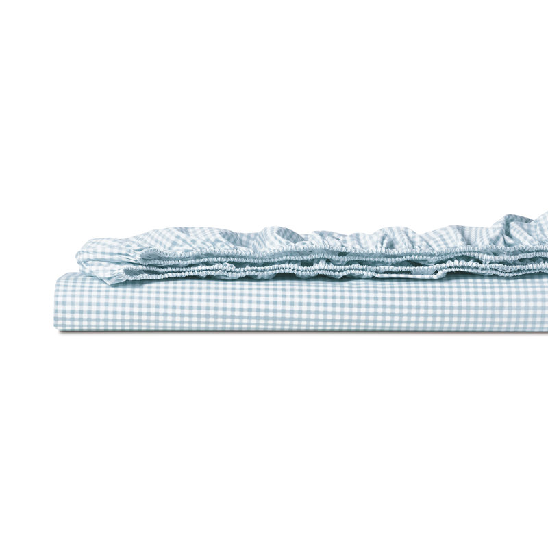 Drap-housse Malaya Gingham par Alexa Hampton, Ciel, Drap-housse de taille simple