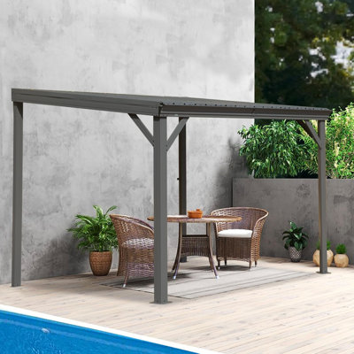 Pavillon de jardin mural 8 pi x 10 pi avec toit en acier galvanisé Rodney