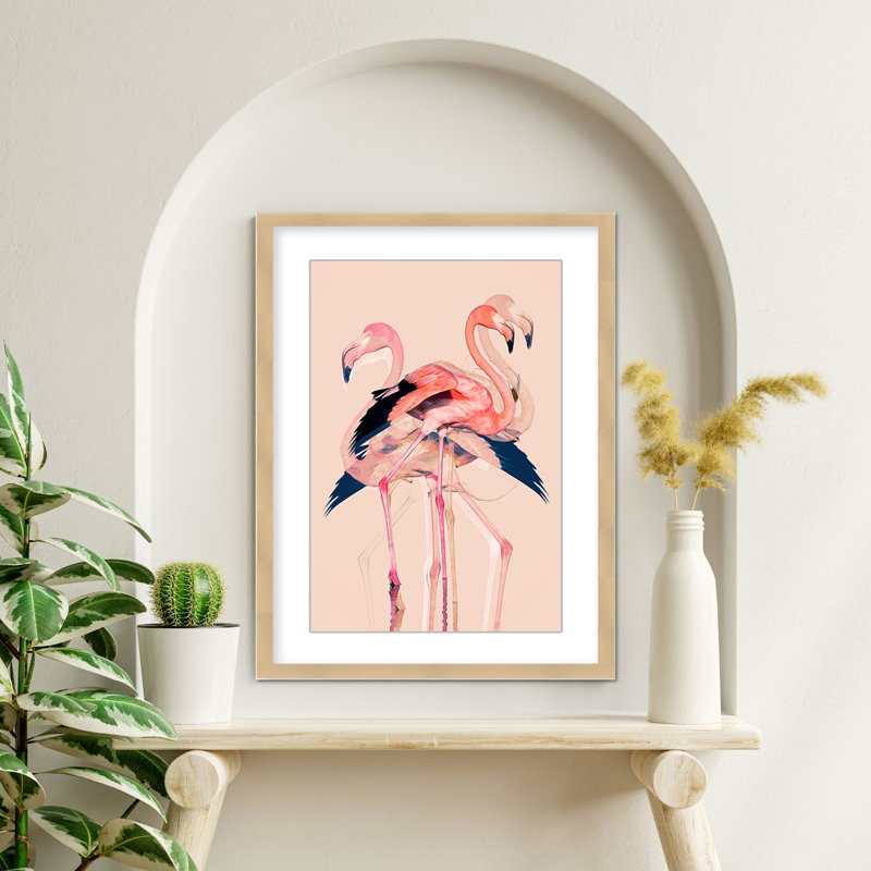 Coastal Retreat Flamingo Flares: Layers Of Abstraction, 30" H x 24" W