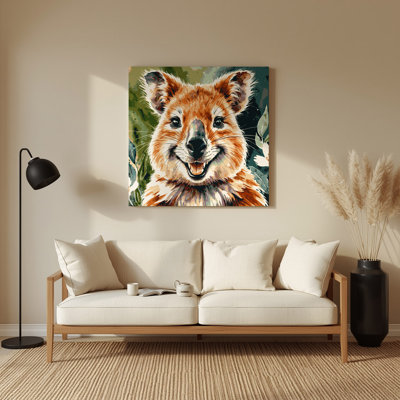 Wildlife Quokka Beige Metal Wall Art