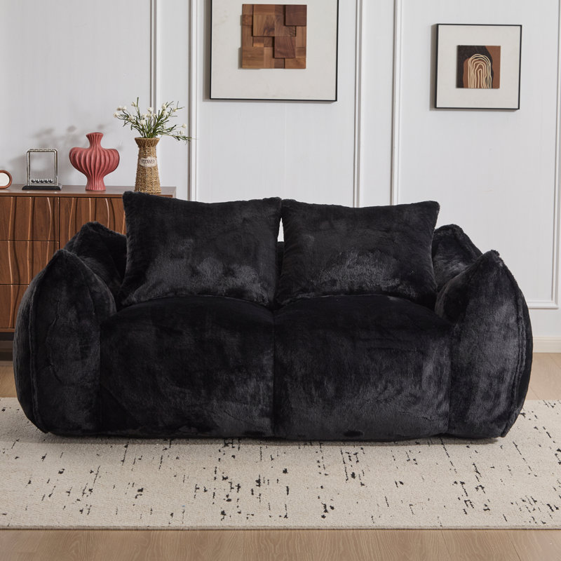Fauteuil à billes ultra doux en tissu de lapin