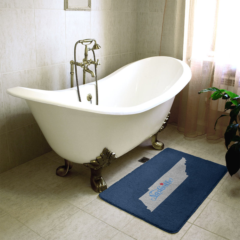 Tapis de bain antidérapant Colors, L 17 po x L 21 po, Nashville Sports, Bleu marine/gris