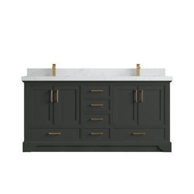 Charlotte 72'' Double Bathroom Vanity with Quartz Top