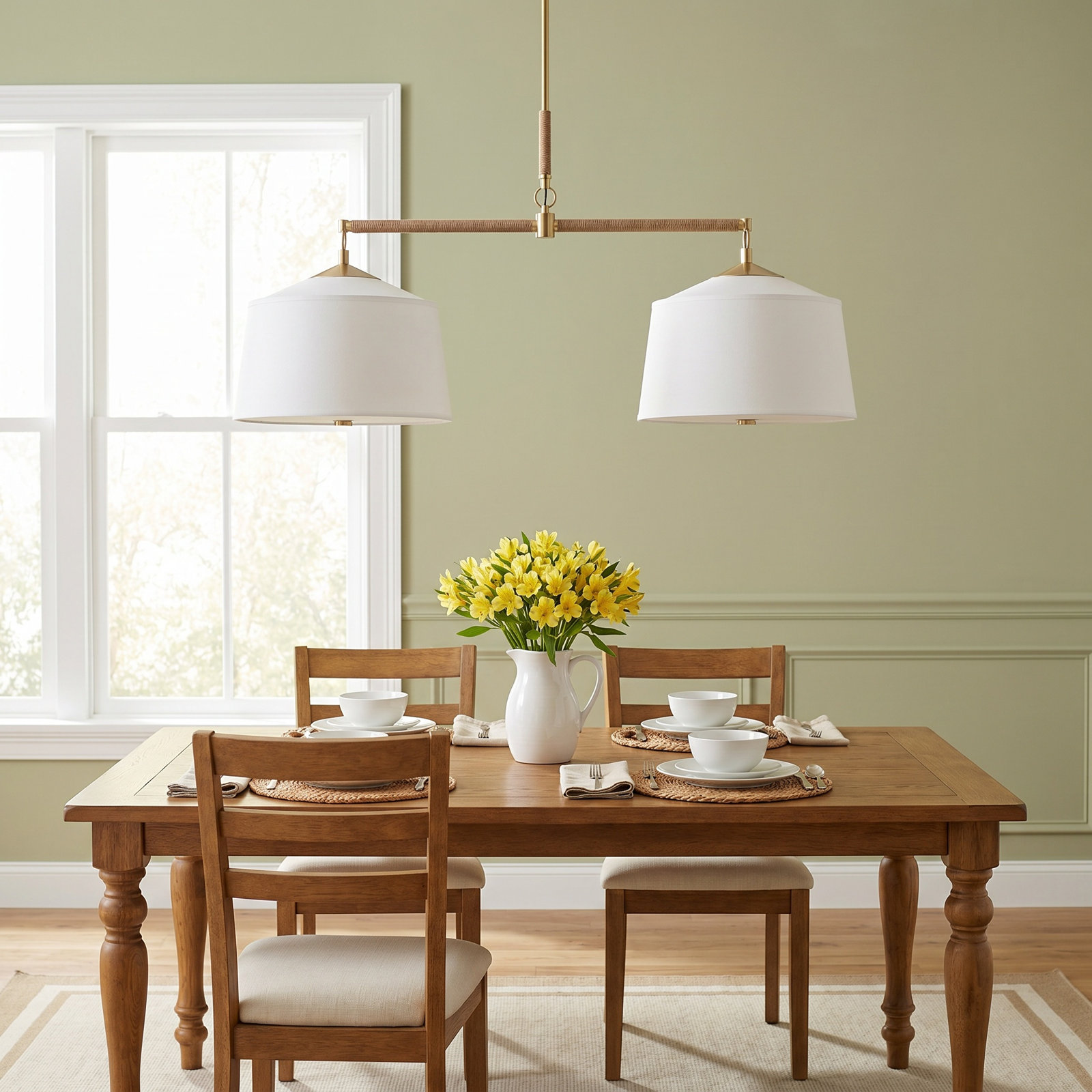 Eagleton 2 Light Linen Dimmable Pendant