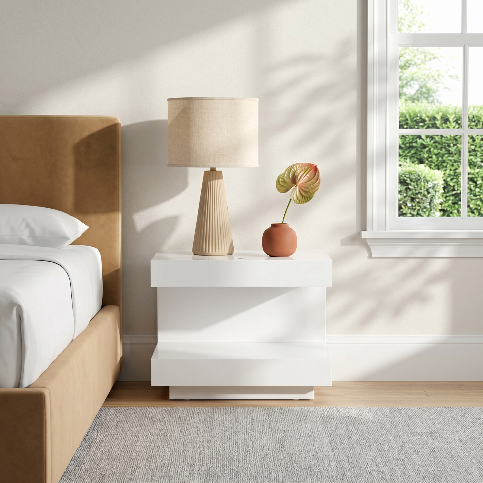 Stearns 1 - Drawer Nightstand, White Glossy