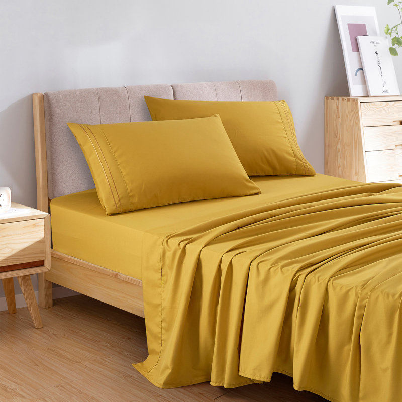 Jcrown Microfiber Sheet Set, Turmeric, Full Sheet Set with 2 Pillowcases