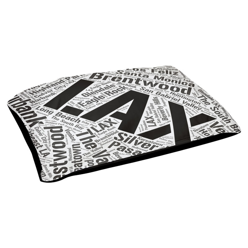 Coussin de chien « districts », Très grand (H 17 po x l 50 po x P 40 po), Noir, Los Angeles