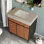 Meuble-lavabo moderne avec lavabo en céramique et rangement en faux marbre