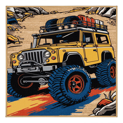 Machine Washable Transportation Brown Area Rug
