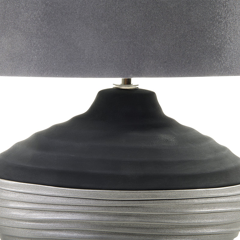 Delapena Ceramic Table Lamp, Black/Silver Base/Black Shade