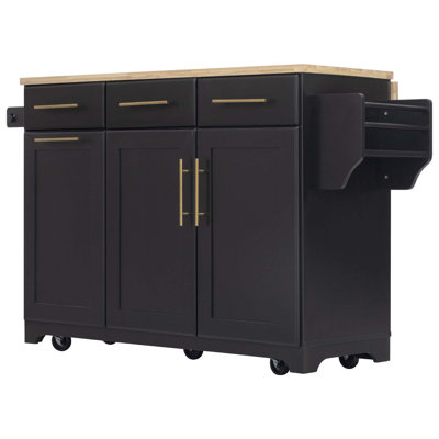 Vintage Kitchen Island With Storage, Pull-Out Organizers, And Charging Station, Ideal For Modern And Traditional Kitchens