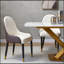 Chaise de salle à manger avec pieds en cuir PU blanc et métal brun (ensemble de 2)