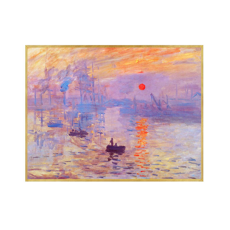 Cadre «SUNRISE I» par Claude Monet, Encadrement doré, H 60 po x l 54 po