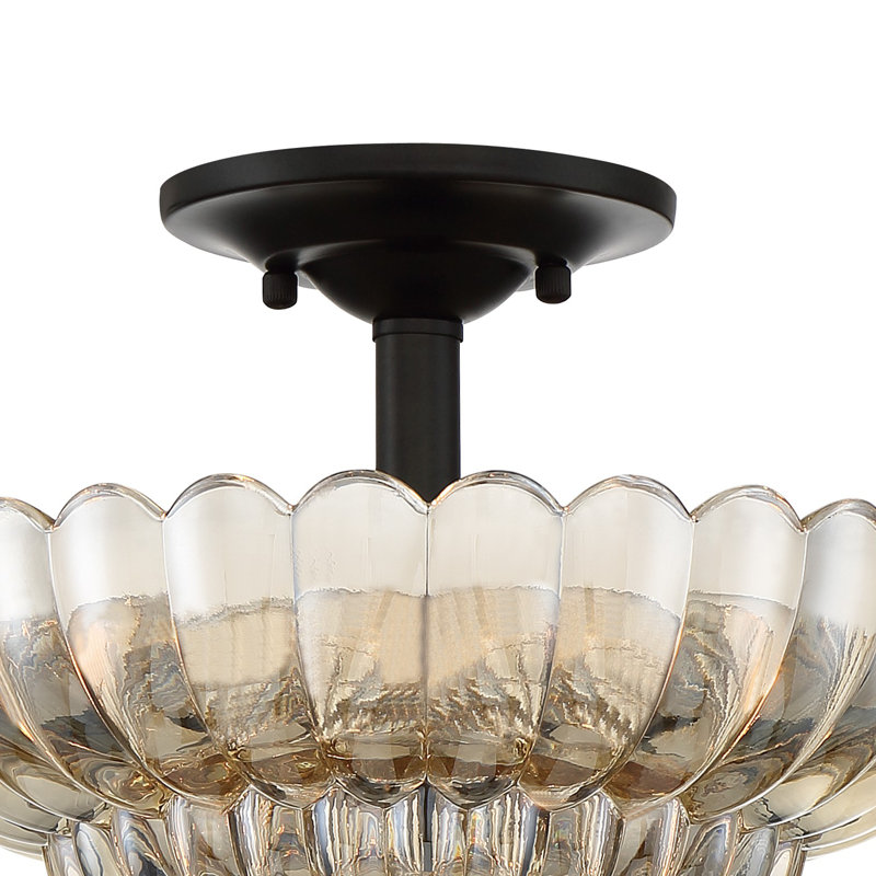 Alaina 3 Light Glass Semi Flush Mount