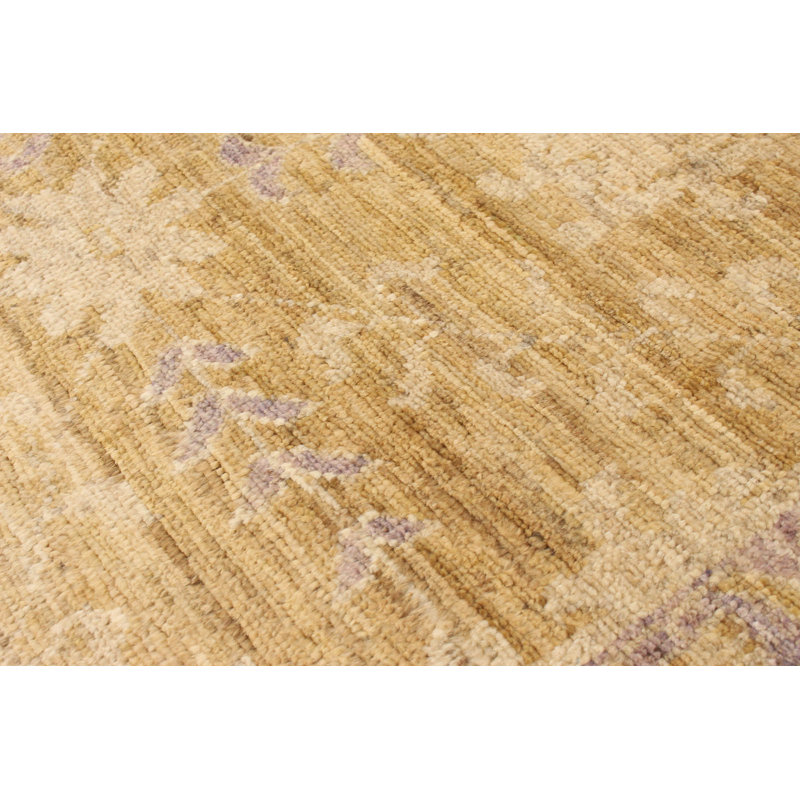 Tapis de couloir unique en laine noué à la main Oushak brun clair 2 pi 8 po x 9 pi 8 po New Age