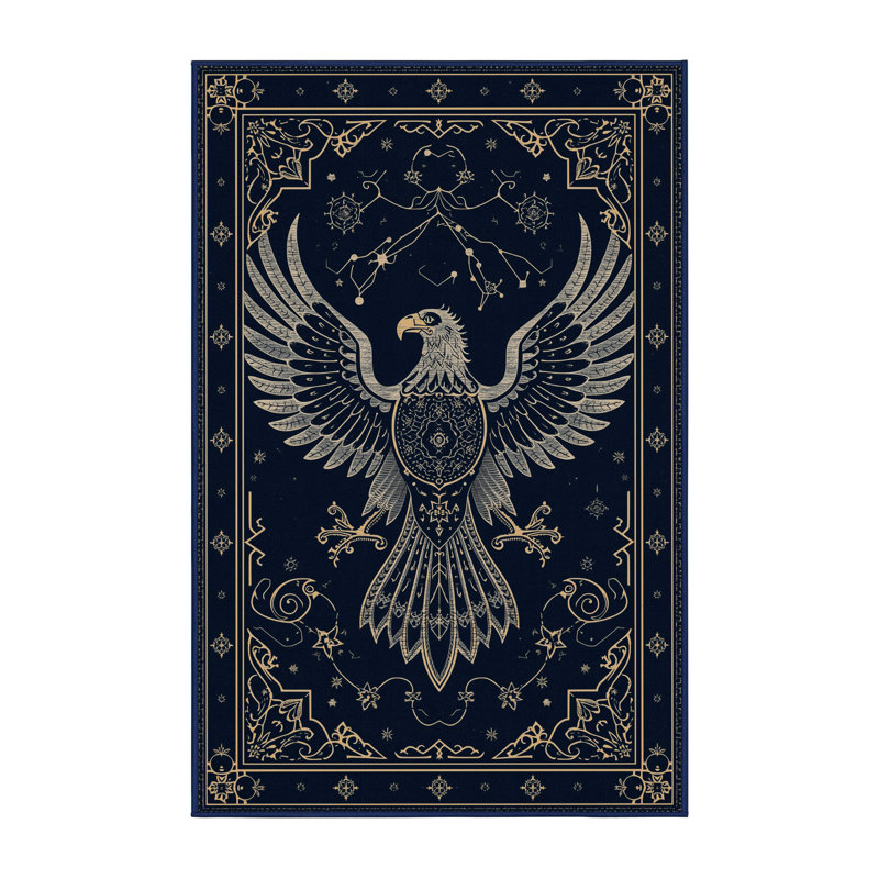 Machine Washable Orys Classic Oriental Rug in Blue – Navy Binding, 2 x 3