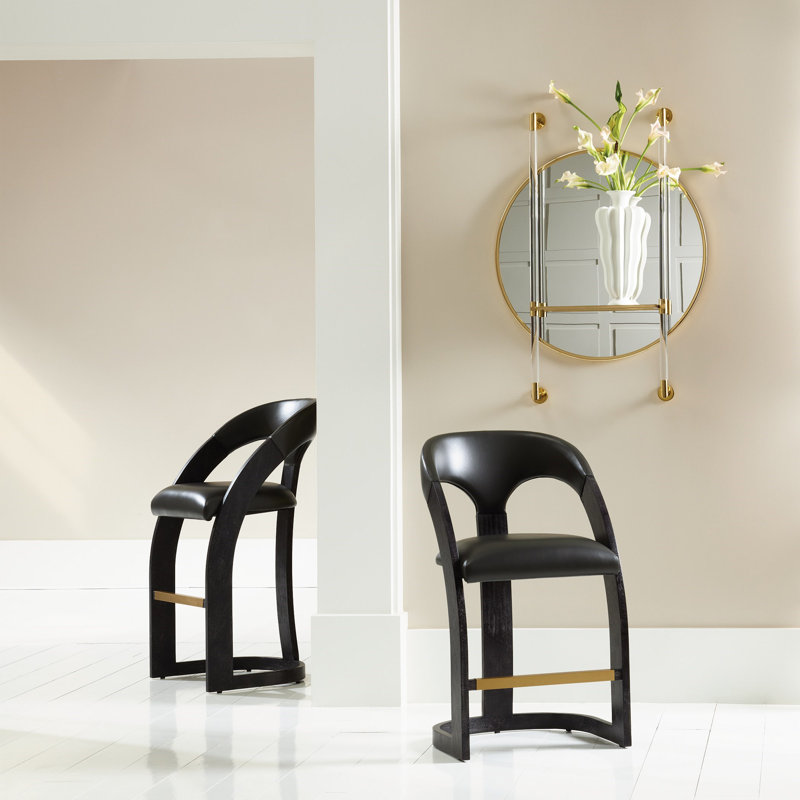 Antique Leather Delia Stool, Counter Stool (26.5" Seat Height), Black