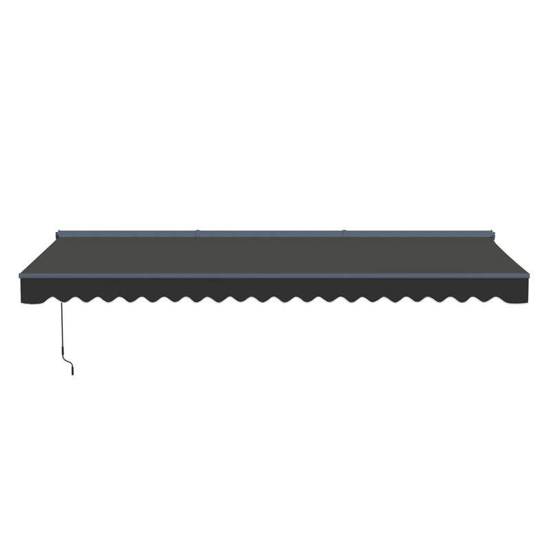 Semi-Cassette Patio Awning with LED Lights - Moroccan Collection , Onyx Black, 16' W x 10' D