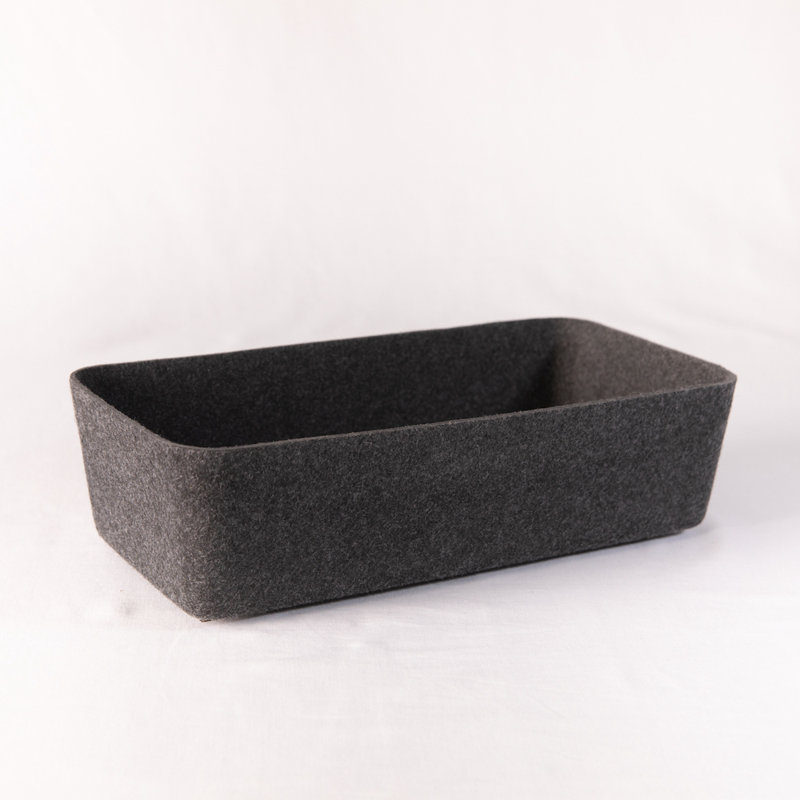 Sculpted Felt Storage Long Bin, Carbon