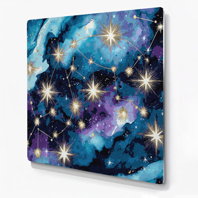 Space Zodiac constellations Blue Metal Wall Art