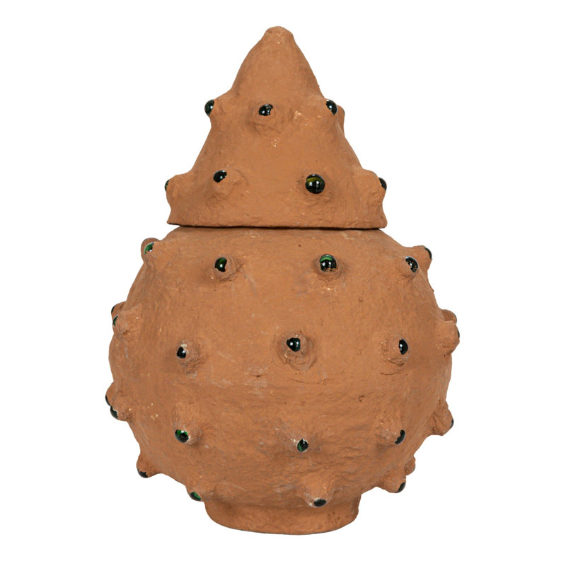 Pot décoratif en papier mâché avec détails en verre marbré, Terra Cotta