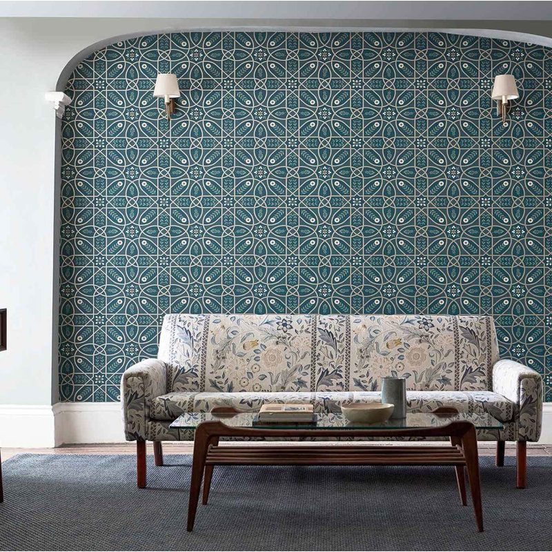 Brophy Trellis 10.05m x 68.6cm Matte Wallpaper Roll, Blue