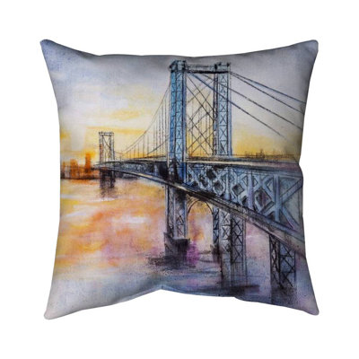 Abstract brooklyn bridge - 16"x16" Throw pillow cover - Poly twill - Print on demand