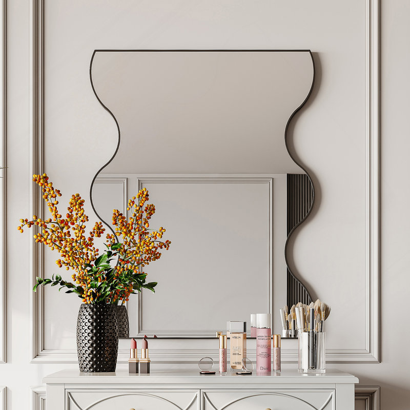 Miroir mural Miroir rectangulaire avec côtés ondulés