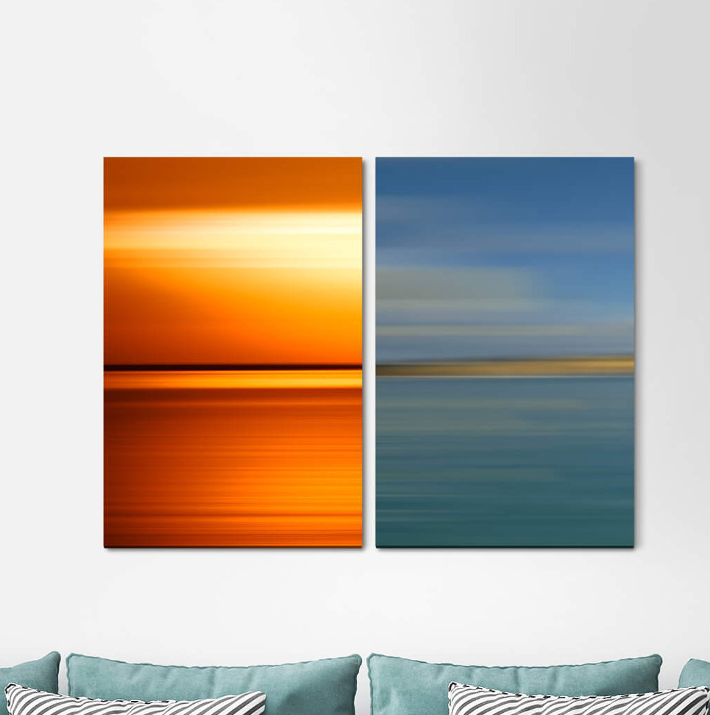 2-tlg. Leinwandbilder-Set - Grafikdruck „Red Sea Horizon Dusk Turquoise Sunset”