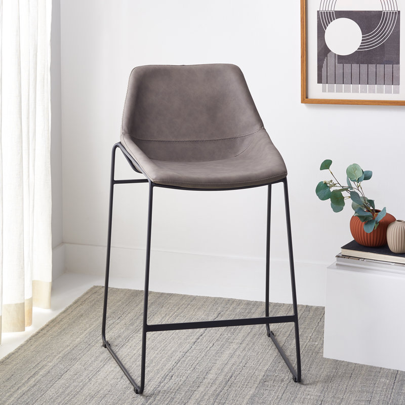 Tabouret de comptoir 27 po Chaliah, Gris foncé, Noir